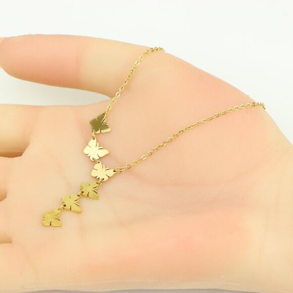 Yellow Gold Butterfly Pendant Necklace in Adjustable Chain Length, XPNL0357 - Picture 5 of 13